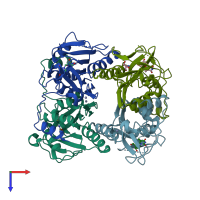 PDB entry 2b8t coloured by chain, top view.