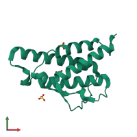 PDB entry 2b8u coloured by chain, front view.