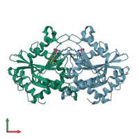 PDB entry 2b8w coloured by chain, front view.