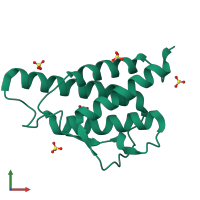 PDB entry 2b8x coloured by chain, front view.