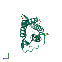 PDB entry 2b8x coloured by chain, side view.