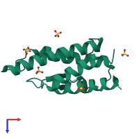 PDB entry 2b8x coloured by chain, top view.