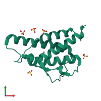 PDB entry 2b8y coloured by chain, front view.