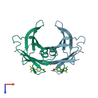 PDB entry 2b9a coloured by chain, top view.