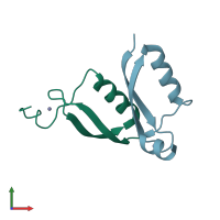 PDB entry 2b9d coloured by chain, front view.