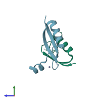 PDB entry 2b9d coloured by chain, side view.