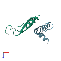 PDB entry 2b9d coloured by chain, top view.