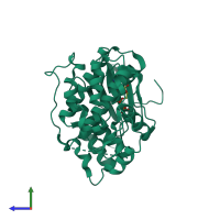 PDB entry 2b9f coloured by chain, side view.