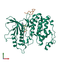 PDB entry 2b9h coloured by chain, front view.