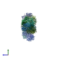 PDB entry 2b9v coloured by chain, side view.