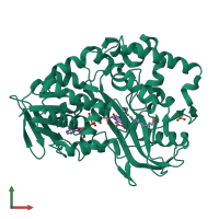 PDB entry 2bac coloured by chain, front view.