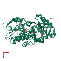 PDB entry 2bac coloured by chain, top view.