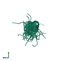 PDB entry 2bai coloured by chain, ensemble of 20 models, side view.