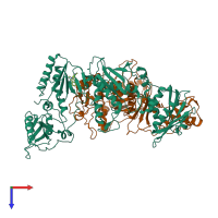 PDB entry 2ban coloured by chain, top view.