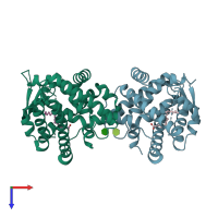 PDB entry 2baw coloured by chain, top view.