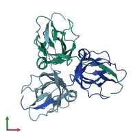 PDB entry 2baz coloured by chain, front view.