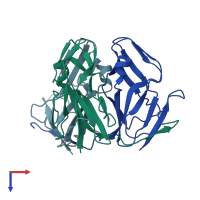 PDB entry 2baz coloured by chain, top view.