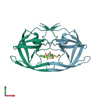 PDB entry 2bb9 coloured by chain, front view.