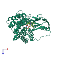 PDB entry 2bbc coloured by chain, top view.