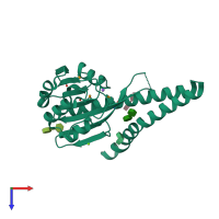 PDB entry 2bbh coloured by chain, top view.