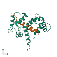 Hetero dimeric assembly 1 of PDB entry 2bbm coloured by chemically distinct molecules, front view.