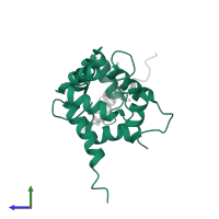 Calmodulin in PDB entry 2bbm, assembly 1, side view.