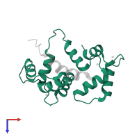 Calmodulin in PDB entry 2bbm, assembly 1, top view.