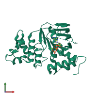 PDB entry 2bbo coloured by chain, front view.