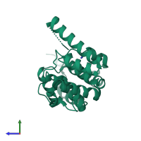 PDB entry 2bbr coloured by chain, side view.