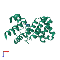 PDB entry 2bbr coloured by chain, top view.
