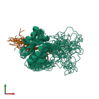 PDB entry 2bbu coloured by chain, ensemble of 20 models, front view.