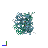 PDB entry 2bc1 coloured by chain, side view.