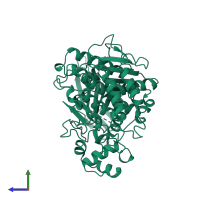 PDB entry 2bce coloured by chain, side view.