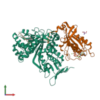 PDB entry 2bcg coloured by chain, front view.