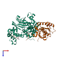 PDB entry 2bcg coloured by chain, top view.