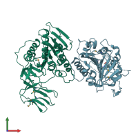 PDB entry 2bco coloured by chain, front view.