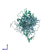 PDB entry 2bco coloured by chain, side view.