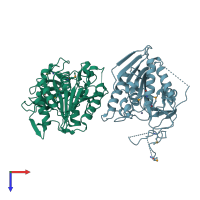 PDB entry 2bco coloured by chain, top view.