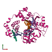 PDB entry 2bcs coloured by chain, front view.