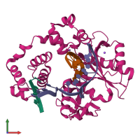 PDB entry 2bcu coloured by chain, front view.