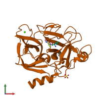 PDB entry 2bd7 coloured by chain, front view.