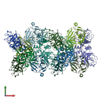 PDB entry 2bdi coloured by chain, front view.