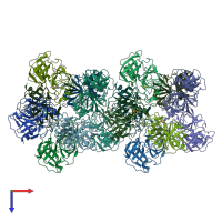PDB entry 2bdi coloured by chain, top view.