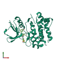 PDB entry 2bdj coloured by chain, front view.