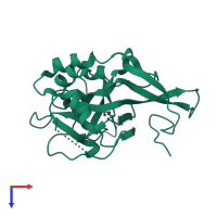 PDB entry 2bdv coloured by chain, top view.