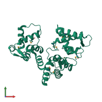 PDB entry 2be4 coloured by chain, front view.