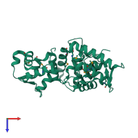 PDB entry 2be4 coloured by chain, top view.