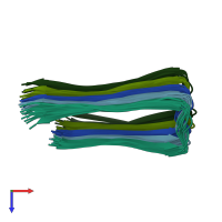 PDB entry 2beg coloured by chain, ensemble of 10 models, top view.