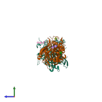 PDB entry 2beh coloured by chain, side view.