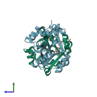 PDB entry 2bei coloured by chain, side view.